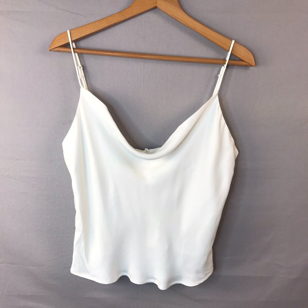 Zara White Satin Cowl Crop Camisole